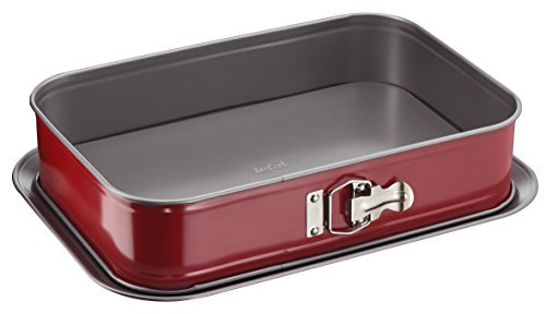 Tefal Delibake J16405 Molde Tarta Rectangular 36X24 Cm, Forma Rectangular Desmontable Y Con Gran Fondo, Revestimiento Antiadherente, Fácil Desmonte, D