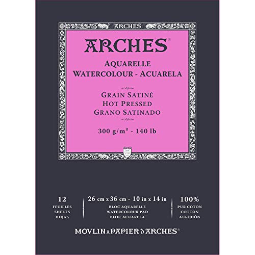 Arches- Blocco Enc 26X36 12H Aquarelle 100% Satin 300G Blanc Nat, Colore Bianco Naturale, A1795098