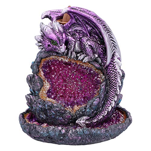 Nemesis Now Crystalline Protector - Bruciatore Di Incenso A Flusso Inverso, Motivo: Drago Viola, 14,2 Cm