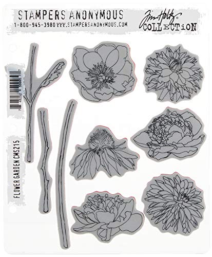 Tim Holtz Cling Rubber Stamp Set 7"X8.5"-Flower Garden