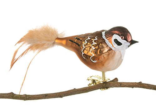 Thüringer Weihnacht 52-231 Glas-Vogel, Feldsperling Mit Naturfedern