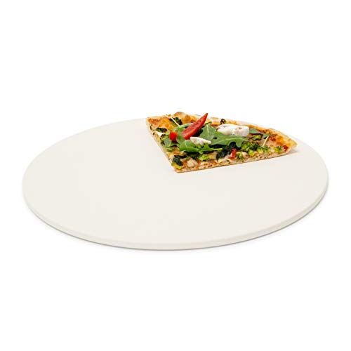 Relaxdays Pietra Ollare Per Pizza, Cordierite Rotonda, Diametro 33 Cm, Accessorio Per Forno E Grill, Refrattaria, Beige