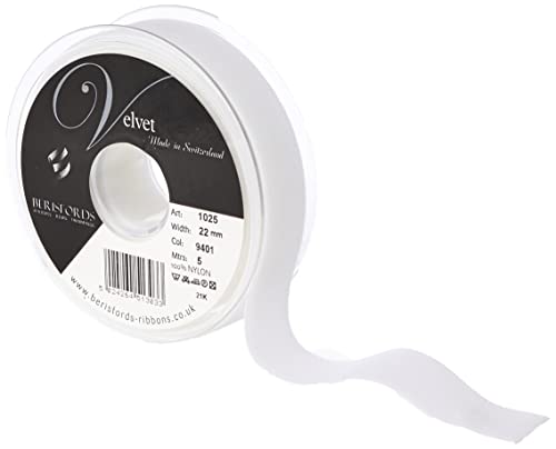 Berisfords Nastro In Velluto, Bianco, 10,2 X 3 X 10,2 Cm