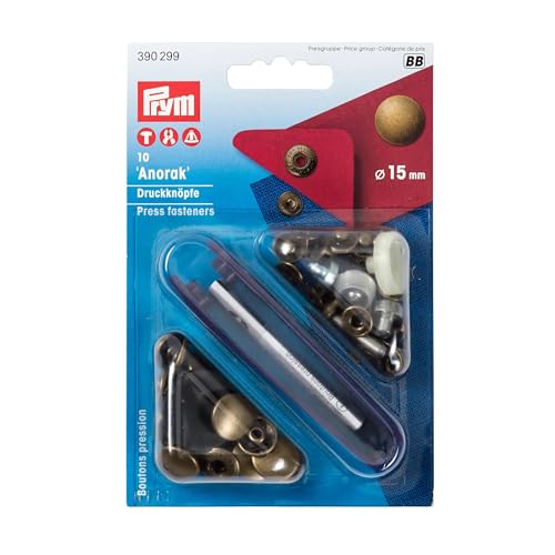 Prym Bottoni A Pressione, Metallo, Gold, 15 Mm, Altmessing, 10 Stück, Unità