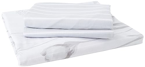 Catherine Lansfield Meadowsweet Bd/51080/W/De200200/Wgy - Copripiumino 200 X 200 Cm + 2 Federe 80 X 80 Cm, Colore: Bianco/Grigio