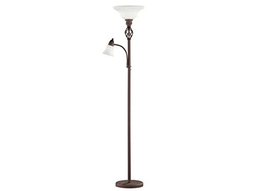 Trio Leuchten Trio 4602021-24 Lampada Da Terra, Vetro Scarvo, E14, Ruggine/Bianco