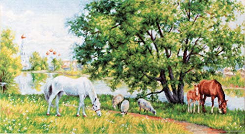 Luca-S Pastoral Scene Aida Con Griglia Easy-Stitch