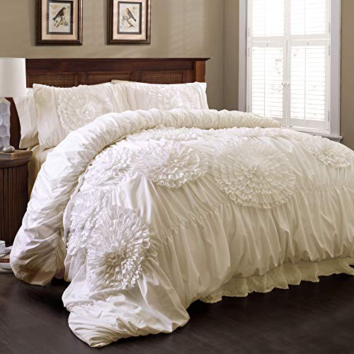 Lush Decor Serena 3-Piece Comforter Set, Ivory, King
