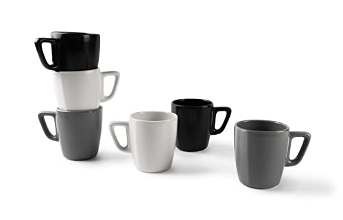 Excelsa Eclipse Set 6 Tazze Mug 230 Ml, Ceramica, Bianco, Nero E Grigio