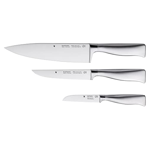 Wmf Grand Gourmet, Set Coltelli 3 Pezzi, Coltello Chef 20 Cm, Coltello Utility 14 Cm, Coltello Spelucchino 9 Cm, Lama Speciale Forgiata A Mano A Lunga