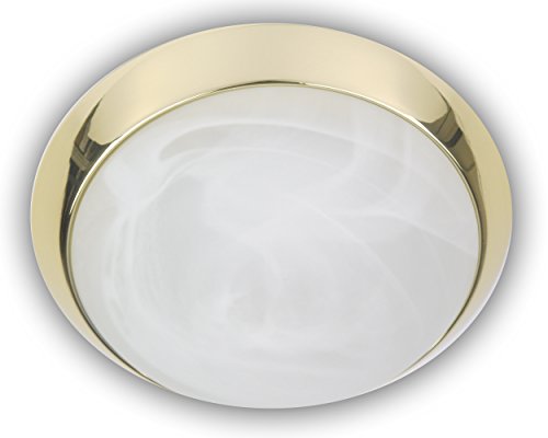 Niermann Standby A + +, Lampada Da Soffitto, Parete Anello In Ottone Lucidato, Hf Sensor, Led, Alabaster Art, Alabaster Art, 40 X 40 X 13 Cm