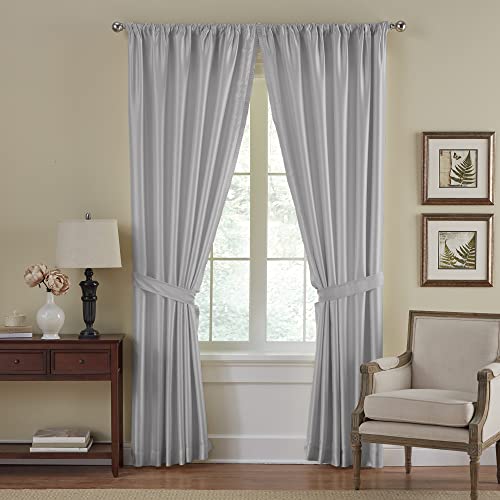 Elrene Home Fashions 026865721874 Oscurante. & Energy Efficient Foderato Tasca Da Finestra Tenda Plissettata Regal Solido Pannello, Gray, 52" X 108"
