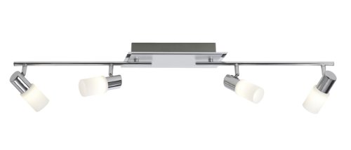 Trio Leuchten Lampada A Barra Con 4 Spot, 100 Cm, Alluminio Trio 821410405 Clapton Faretto Led, 4X4.5 Watt, Cromo/Bianco Spazzolato, 96.5X8X18.5 Cm 5