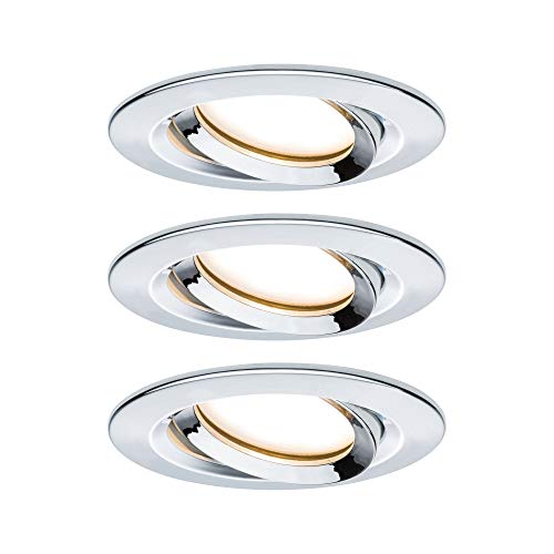 Paulmann Coin Schwenkbar Dimmbar 93684 Lampada Da Incasso Led Nova Plus Set Da 3 Tonda Orientabile 3X6,8W Ip65 Dimmerabile Cromo Opaco Spot Alluminio