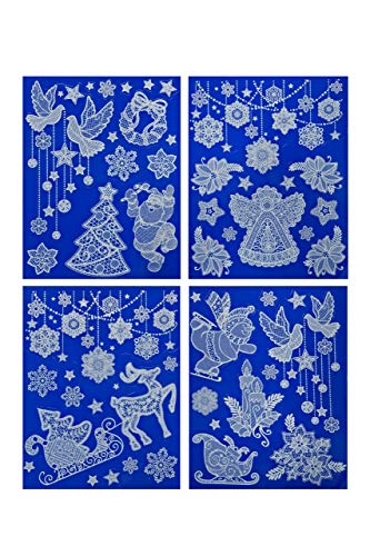 Heitmann Deco Fensterbilder - Nostalgische Fensterdekoration In Weiß - Glitzer - Selbstklebend - Weihnachten - Advent
