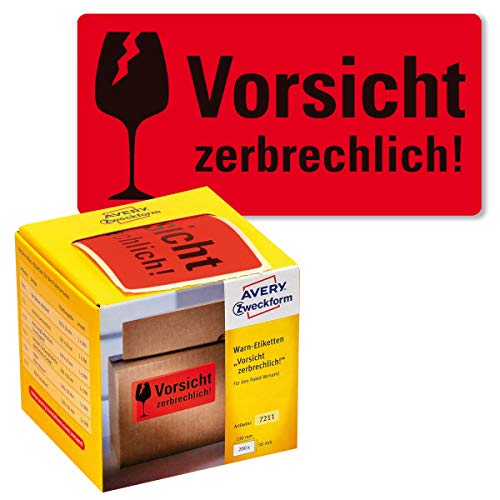 'Avery Zweckform 7211 A Etichette Di Segnalazione "Vorsicht Zerbrechlich. 200 Etichette