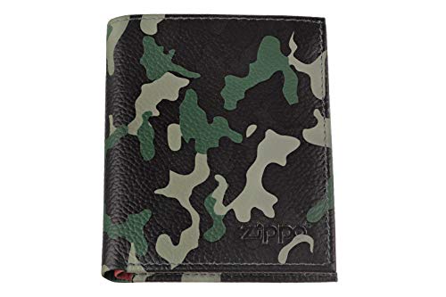 Zippo Leather Tri Fold Wallet Portamonete 10 Centimeters Verde (Green Camouflage)