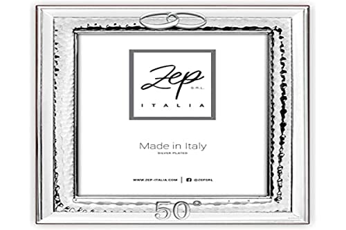 Zep Srl Cornice Matera Da Tavolo Nozze D'Oro In Silver Plated Per Foto 15X20 Verticale, Placcata Argento Made In Italy