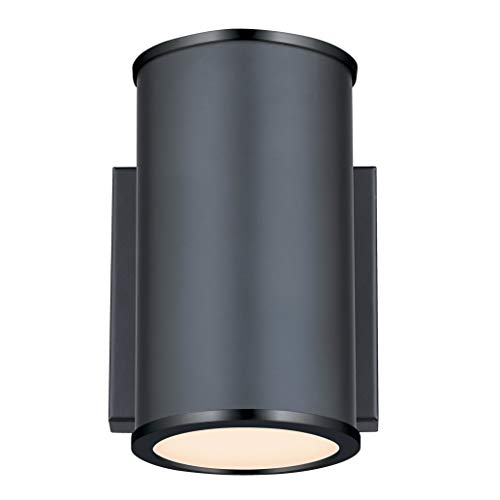 Westinghouse Lighting 6581140 – Apparecchiatura Da Parete Da Esterno Led Dimmerabile Marius A Una Luce, Finitura Nera Opaca Con Vetro Smerigliato