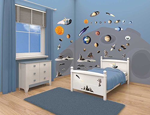 Walltastic Space Adventure Room Decor Kit Adesivo Da Parete Unisex Bambino, Multi, Taglia Unica (Taglia Produttore: 6 Fogli Grandi)