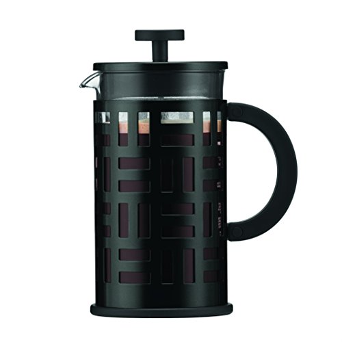 Bodum Eileen Caffettiera Presso-Filtro In Vetro Con Filtro In Acciaio Inox, 8 Tazze, 1.0 L, Nero, 11195-01