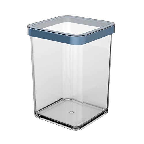 Rotho Loft Square - Barattolo Da 1 L Con Coperchio E Guarnizione, Plastica (San), Senza Bpa, Blu/Trasparente, 1 L (10 X 10 X 14,2 Cm)