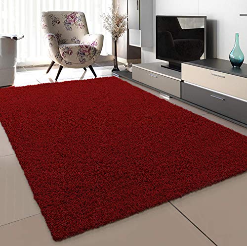 Sanat Tappeto Per Soggiorno Rosso, A Pelo Lungo, Stile Moderno, Dimensioni: 60 X 110 Cm