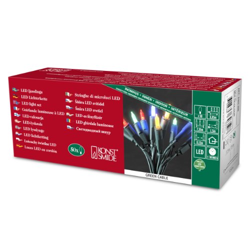Konstsmide 6303-500 / Catena Di Miniluci Led / 50 Diodi Colorati / 230V Interno/Cavo Verde