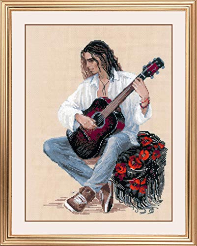 Riolis 1766 - Schema Punto Croce Per Chitarra, In Cotone, Multicolore, 3040 Cm
