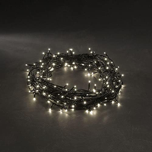 Konstsmide 3632-110 Catena Luminosa A Micro Led, 180 Diodi A Luce Bianca Calda, Multifunzione, Trasformatore Esterno 24 V, 5,4 W, Cavo Nero