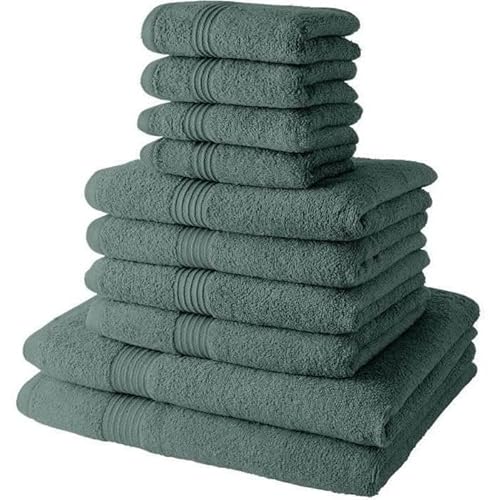 Today Set Di 4 Asciugamani Da Bagno 30 X 50 + 4 Asciugamani Da Bagno 50 X 90 + 2 Lenzuola Da Bagno 70 X 130 Cm, 100% Cotone, Colore: Celadon