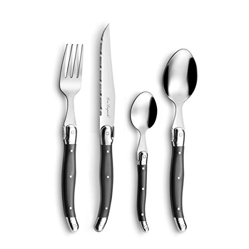 Lou Laguiole Tradition Set Di Posate Da 48 Pezzi, Acciaio Inox, Nero, 14 X 7,5 X 24,5 Cm, Unità