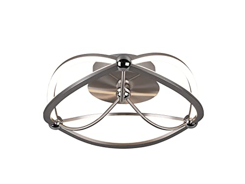 Trio Leuchten Charivari 621210107 - Plafoniera A Led In Metallo Nichelato Opaco, Con Led Da 20 Watt, Interruttore Dimmer