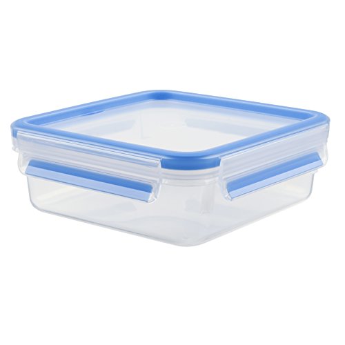 Tefal Masterseal Master Seal-Contenitore Per Alimenti, Quadrato, Fresco, Trasparente/Blu, 0.85 Litre