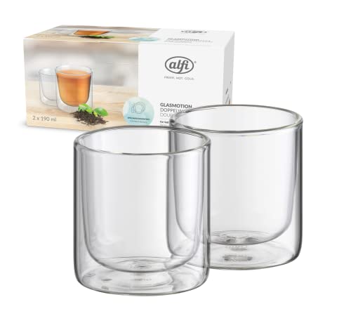 Alfi Glasmotion 200Ml, Bicchiere Termico Borosilicato, 2 Pz., Bicchieri Da Caffè Termoresistenti, Bicchieri Da Tè, Bicchieri Da Caffè A Doppia Parete,