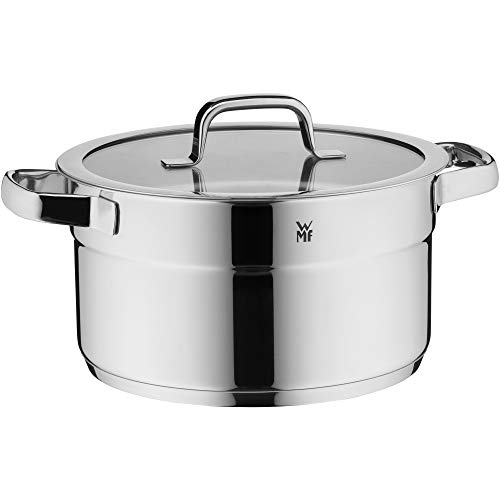 Wmf Compact Cuisine - Pentola Alta 24 Cm, Coperchio In Vetro, 5,6 L, In Acciaio Inox Cromargan Lucido, Scala Interna, Impilabile, Per Induzione