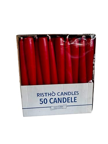 Cereria Di Giorgio Risthò Candele Coniche Per Candeliere, Cera, Bordeaux, 2.2 X 21 Cm, 50 Unità