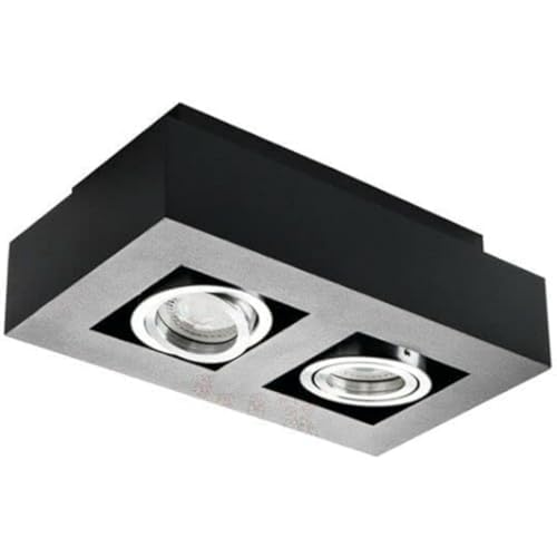 Kanlux Plafoniera Applique Doppio Spot Gu10-Soffitto Alluminio Nero Orientabile