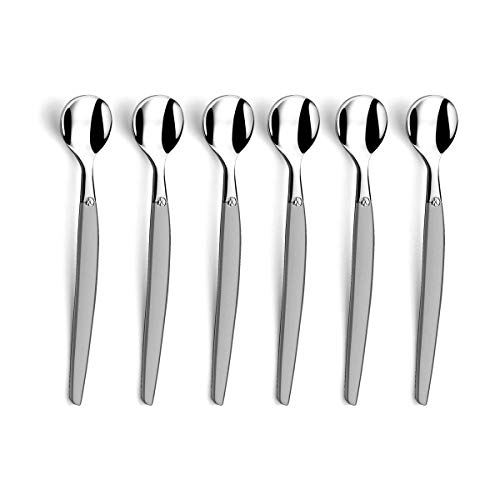 Lou Laguiole Spruzzo Sabbiato 6 Cucchiai Espresso Moka, Inossidabile Inox 18/0, Acciaio Satinato