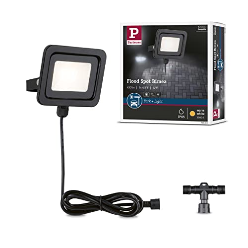 Paulmann 94585 Park + Light Apparecchio Led Per Pareti Fluter Bimea Ip65 Incl. 1X4,5 W Bianco Caldo Nero Esterno Metallo Luce Per Garage 3000K 4.5 W