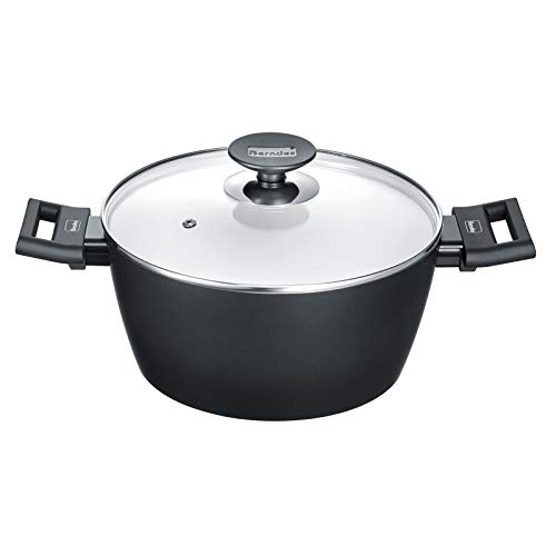 Berndes Alu Induction Be.Nature Kochtopf 24 Cm Casseruola Con Coperchio, 4.5 Litri, Alluminio Forgiato, Nero/Bianco