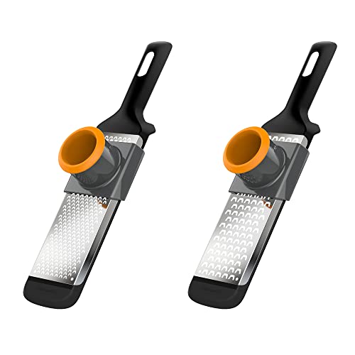 Fiskars Set Di Grattugie Manuali, 2 Pezzi, Fori Grossi E Fini, Metallo/Plastica, Functional Form, 1014413