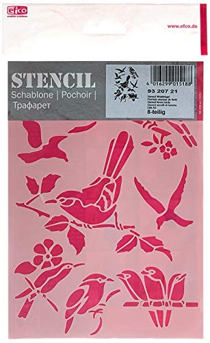 Efco, Stencil Uccelli Della Foresta, 8 Disegni, Design Da Din, In Plastica, Trasparente, Formato A5.