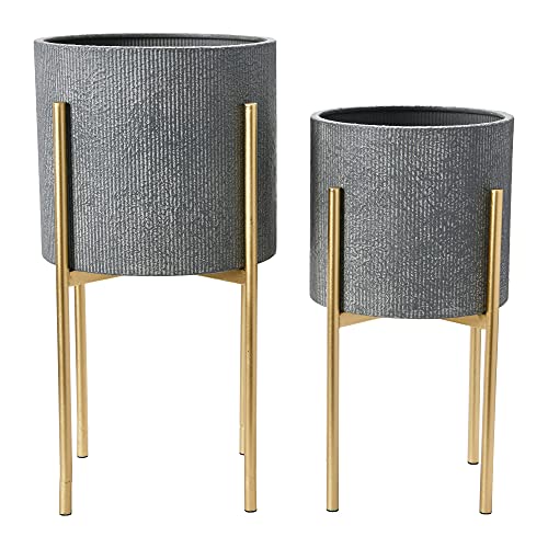 Main + Mesa Fioriera, Metallo, Grigio/Oro
