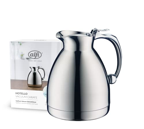Alfi Hotello 0,60L, Caraffa Isolante Con Doppia Parete In Acciaio, Tiene Caldo Per 4 Ore, Freddo Per 6 Ore, Coperchio Apribile Con Una Mano, Senza Pla
