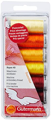 Gutermann - Set Di Fili Da Ricamo Per Macchina Da Cucire, In 100% Viscosa Rayon 40, Colore Sunrise
