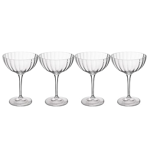 Mikasa Treviso Set Di 4 Coppe, 300Ml, Set Di 4 Bicchieri Trasparenti Senza Piombo Con Effetto Increspato Per Festeggiamenti