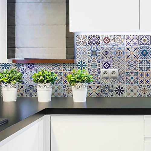 Adesivi Adesivi Per Piastrelle | Adesivo Adesivo Piastrelle Di Cemento - Piastrella A Mosaico Bagno E Cucina | Piastrelle Di Cemento Adesivo Da Parete