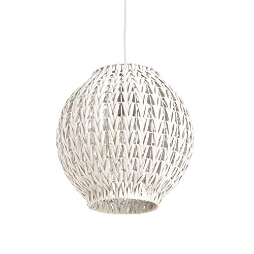 Lampada Tahia, Sospensione In Rattan, Bianco, 60 W, Ø 31 X H 31 Cm
