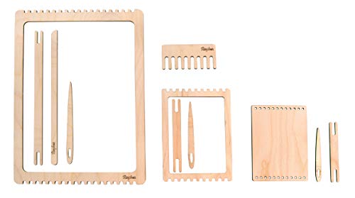 Rayher Set Di Telai In Legno Naturale, A Forma Rettangolare, 11 Pezzi, 3 Telai Diversi Con Navette, Aghi, Pettine, Per Lavori Creativi Di Tessitura, 6